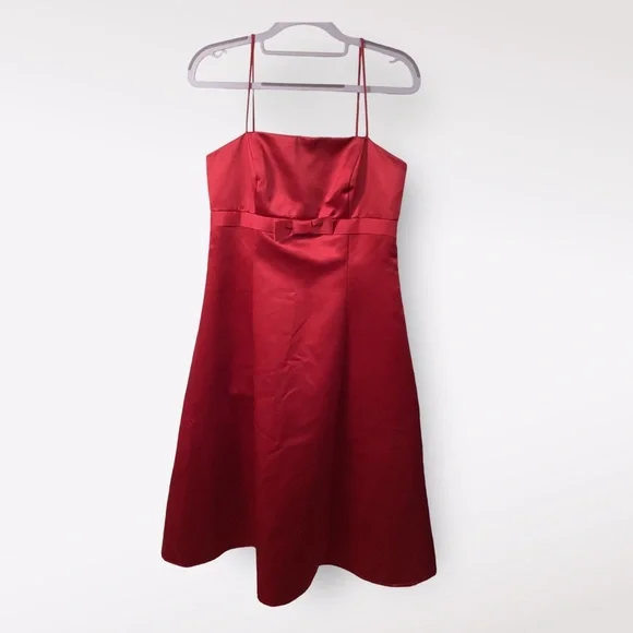 David's Bridal | Dresses | Davids Bridal Red Bridesmaid Dress Spaghetti  Straps Empire Waist Size 6 | Poshmark